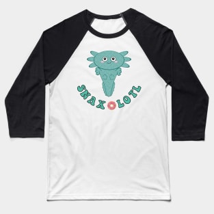 Snaxolotl Snack Lover Kawaii Axolotl Teal Aqua Polka Dot Sticker and Cute Gifts Baseball T-Shirt